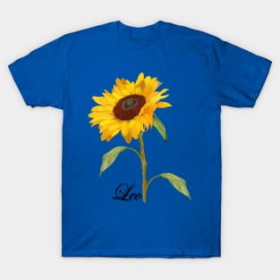 Leo Zodiac Horoscope Sunflower hand drawn art T-Shirt